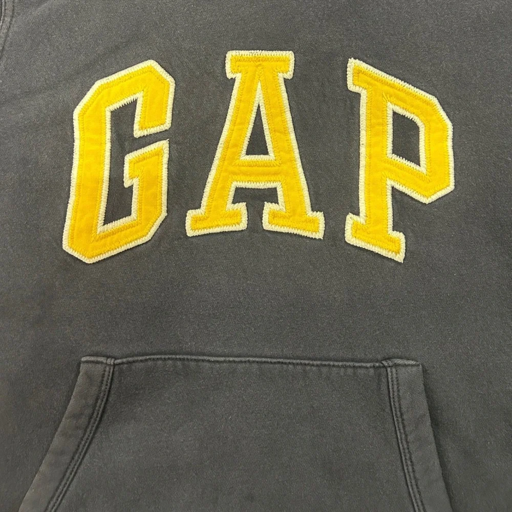 GAP Kid Pullover Hoodie Navy Blue Yellow Arch Logo Sweatshirt Boys Girls L 10-12
